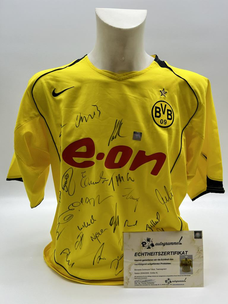 BVB Trikot 2004/2005 Teamsigniert Borussia Dortmund COA Nike XL