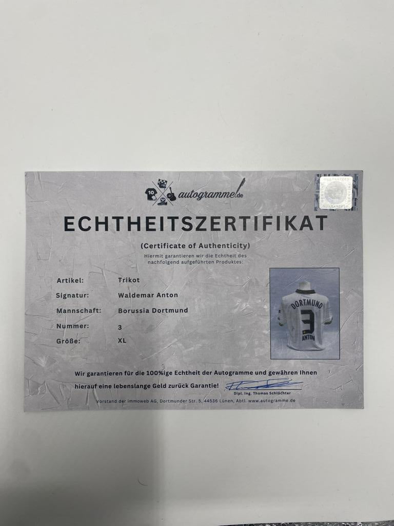 Borussia Dortmund Trikot Waldemar Anton signiert Puma COA  Autogramm XL