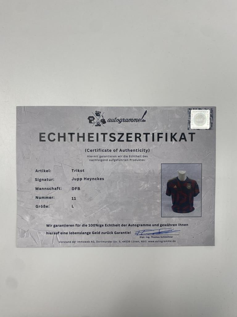 DFB jersey Jupp Heynckes signed Adidas COA Germany autograph L
