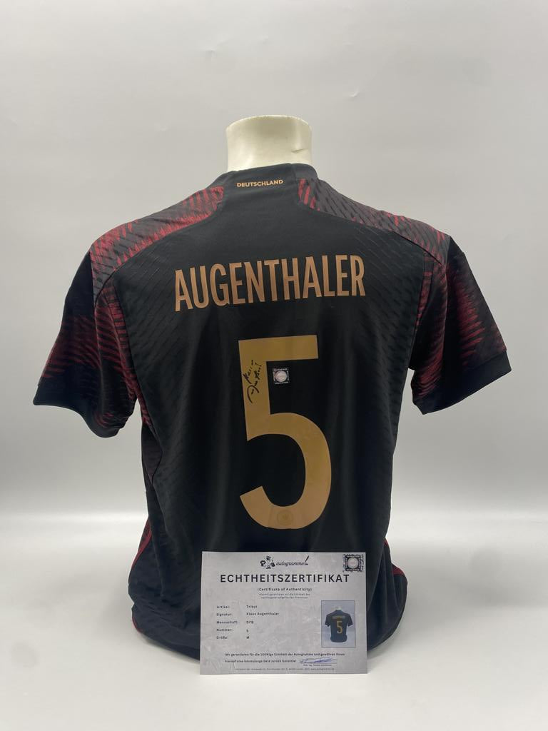 DFB Trikot Klaus Augenthaler signiert Adidas COA Deutschland Autogramm M