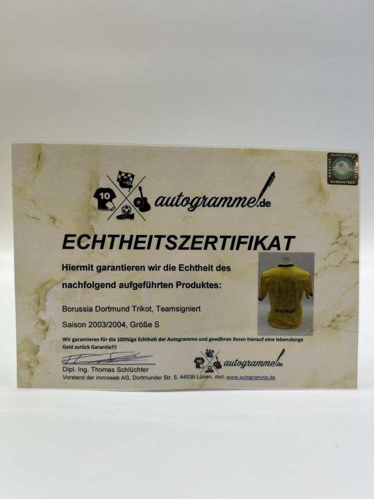 BVB Trikot 2003/2004 team signed Borussia Dortmund Coa Goool S