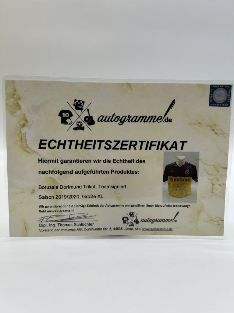 BVB Trikot 2019/2020 team signed Borussia Dortmund Coa Neu Puma XL