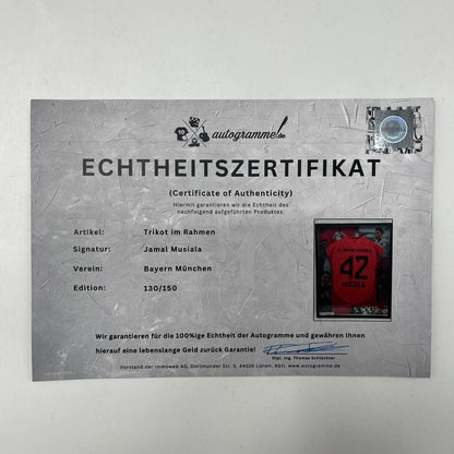 Bayern München Trikot Jamal Musiala signiert im Nielsen-Rahmen COA Adidas