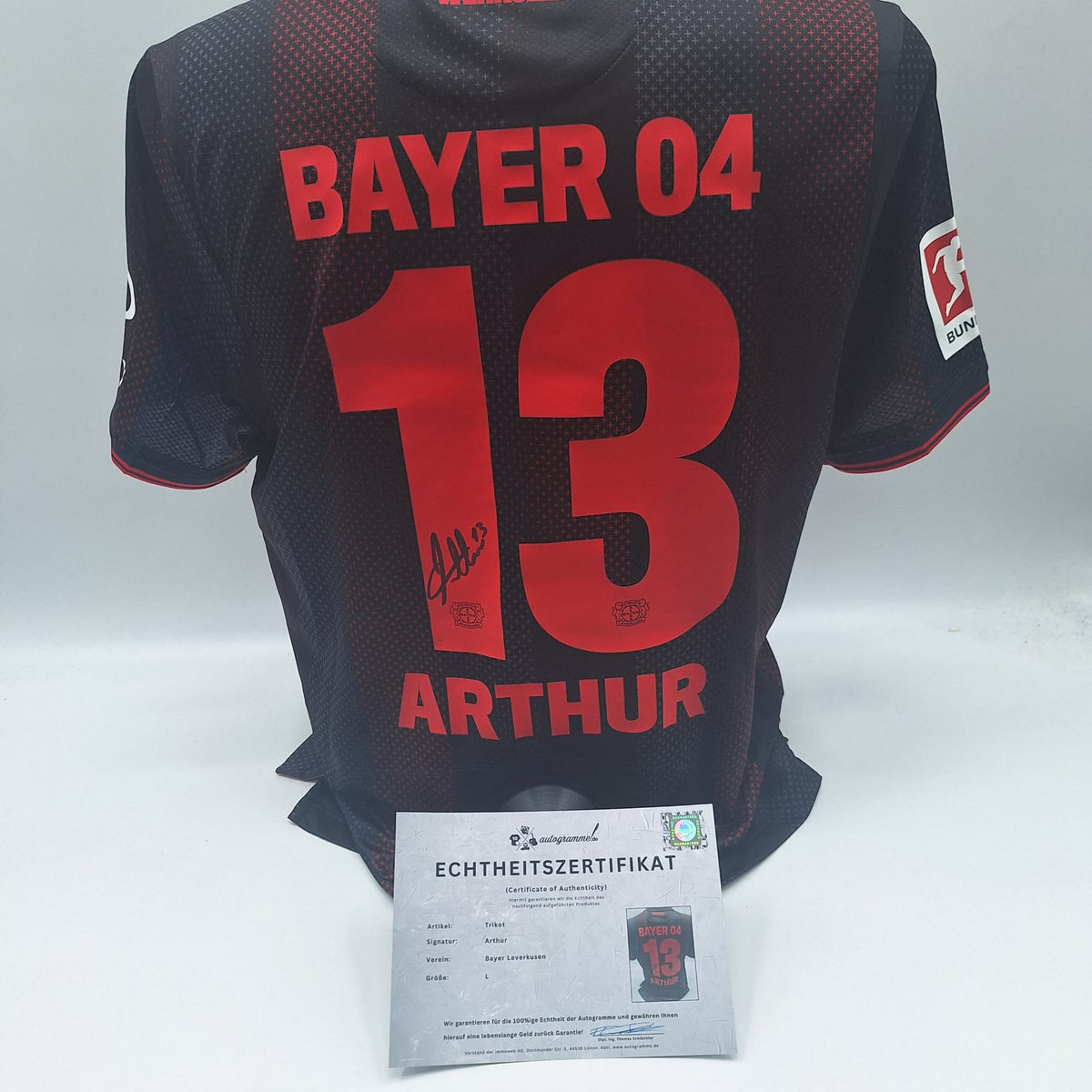 Bayer Leverkusen Trikot 2025/2026 Arthur signiert New Balance COA Autogramm L