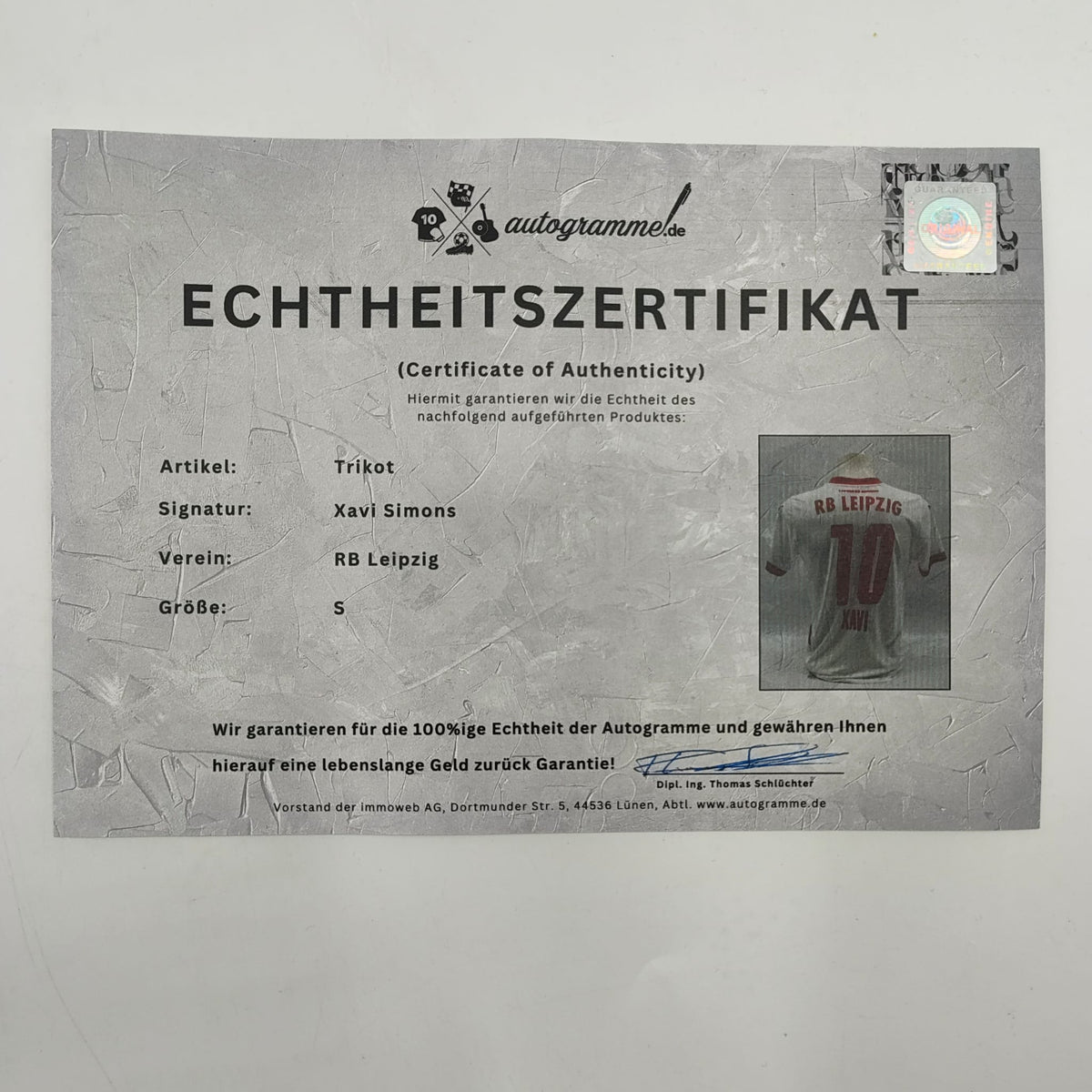 RB Leipzig Trikot 24/25 Xavi Simons signiert Autogramm Puma COA S