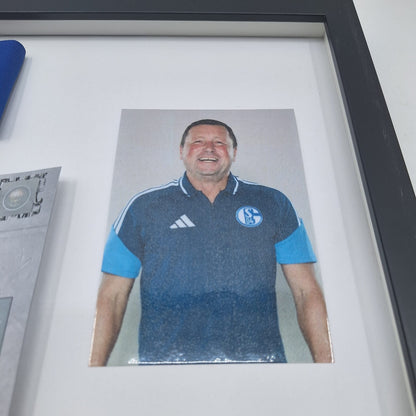 Kapitänsbinde Willi Landgraf signiert im Rahmen Schalke 04 COA grün