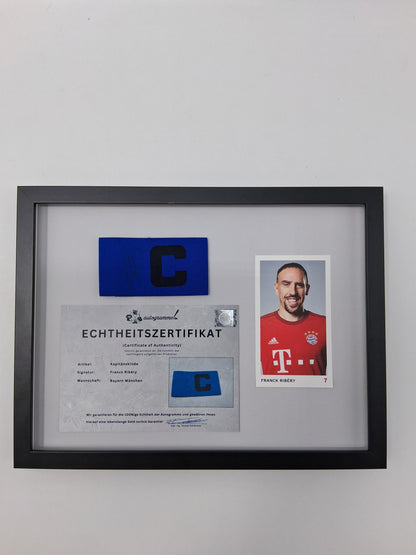 Captain's armband signed by Franck Ribéry in a Bayern Munich football autograph frame