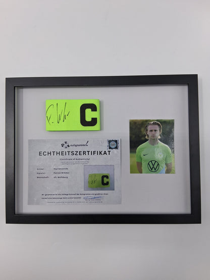 Kapitänsbinde Patrick Wimmer signiert im Rahmen VFL Wolfsburg Autogramm COA