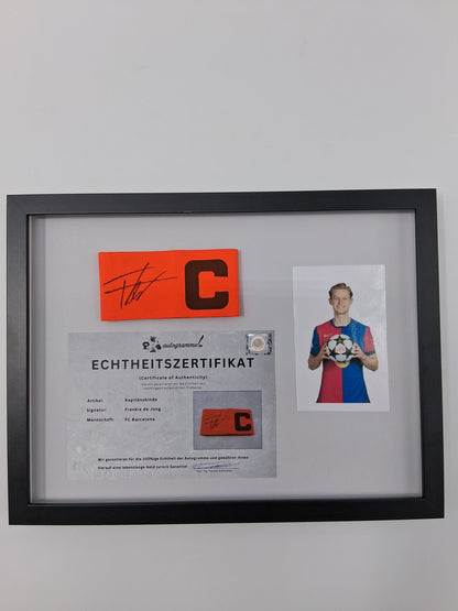Kapitänsbinde Frenkie de Jong signiert im Rahmen FC Barcelona COA Neu Autogramm