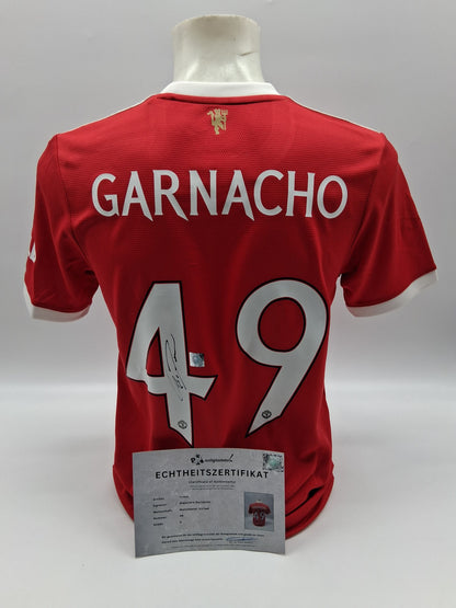 Manchester United Trikot Alejandro Garnacho signiert Autogramm Adidas COA S