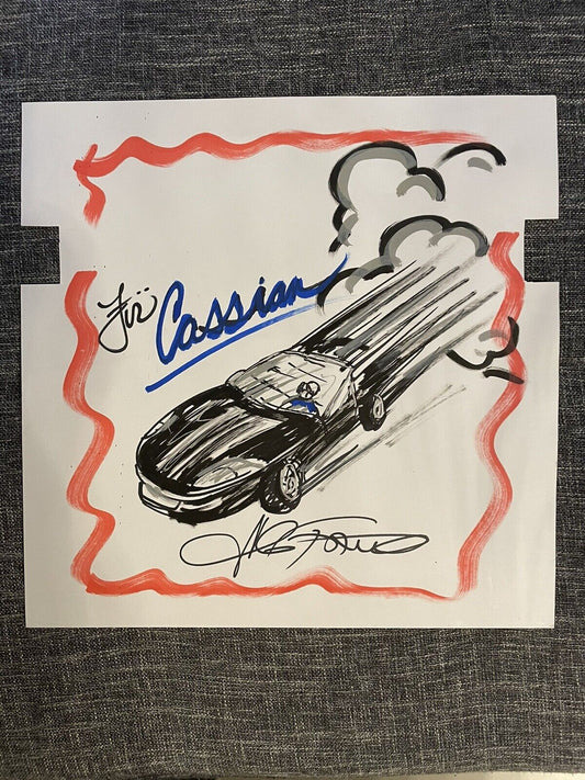 Unikat Zeichnung Sportwagen von Charles Fazzino 36x36cm signiert Autogramm