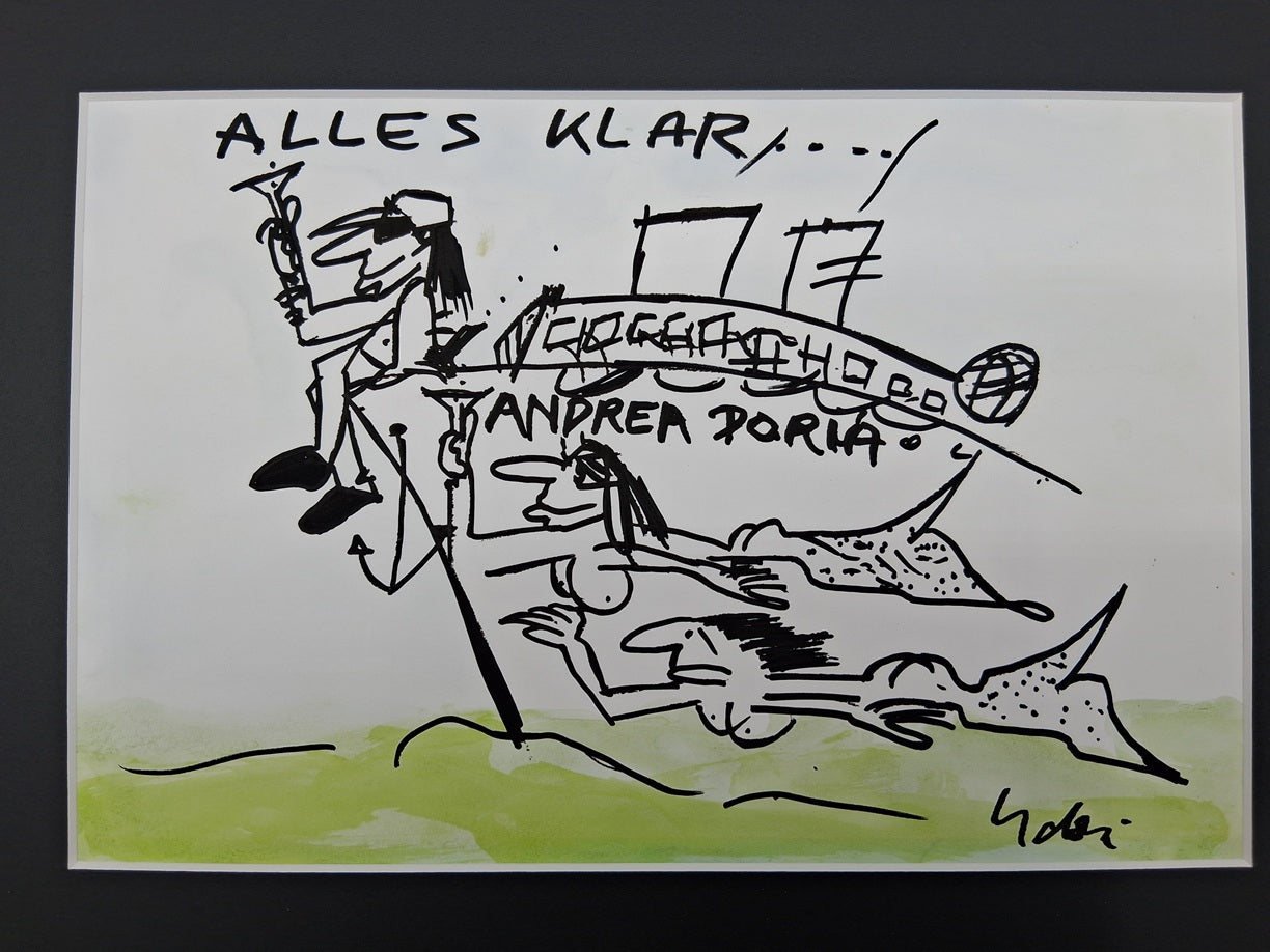 Udo Lindenberg Bild "Andrea Doria" im Rahmen Unikat Gemälde Likörell