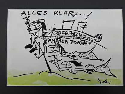 Udo Lindenberg Bild "Andrea Doria" im Rahmen Unikat Gemälde Likörell