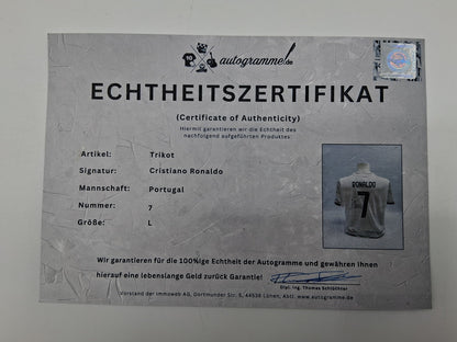 Portugal Trikot Cristiano Ronaldo signiert Autogramm COA Fußball weiß L