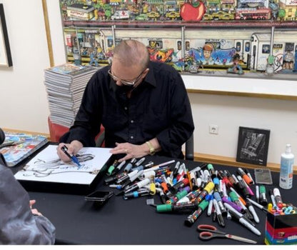 Unique drawing sports car by Charles Fazzino 36x36cm signed autograph