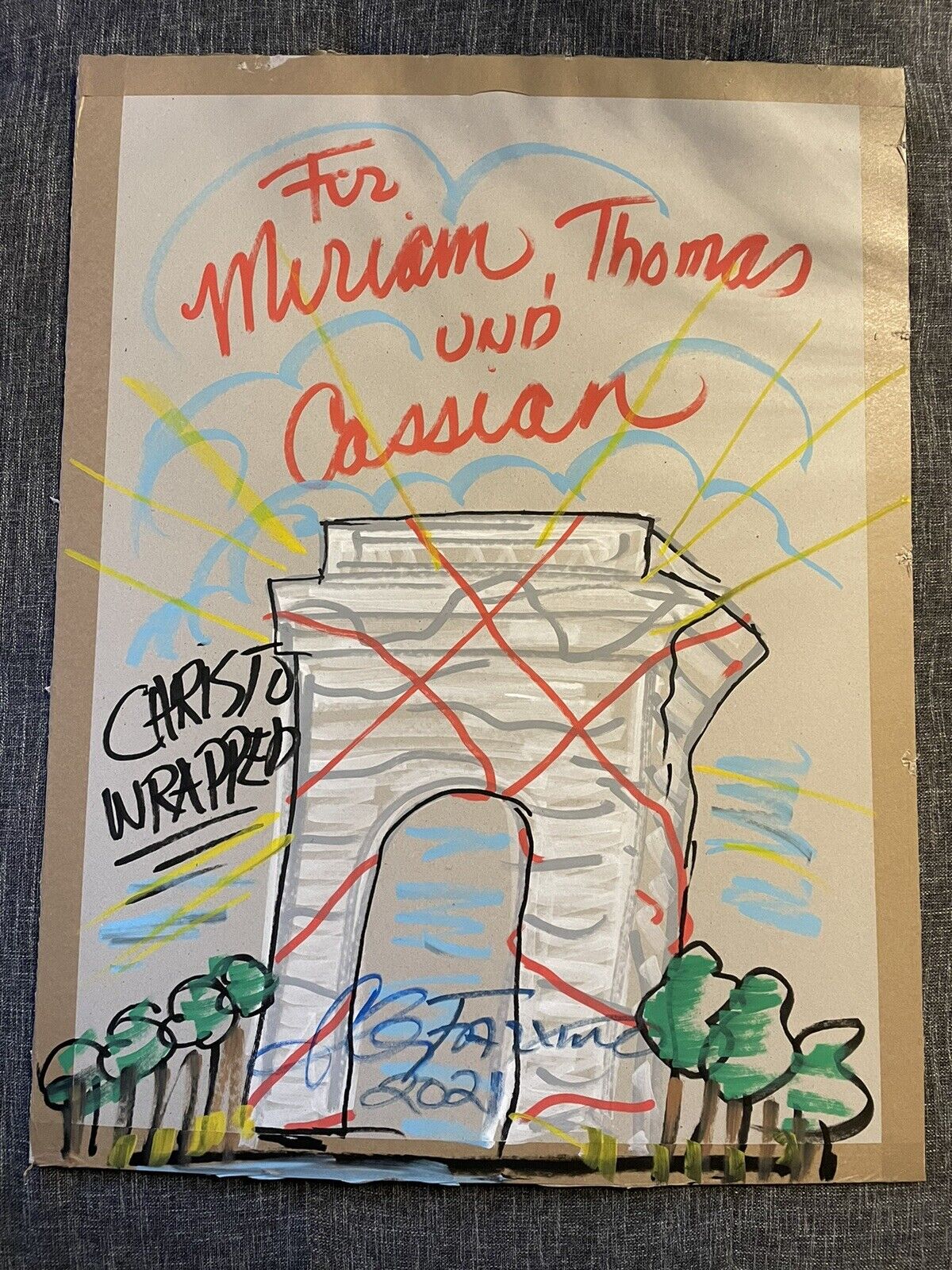 Unique drawing Paris by Charles Fazzino 64x83cm signed autograph