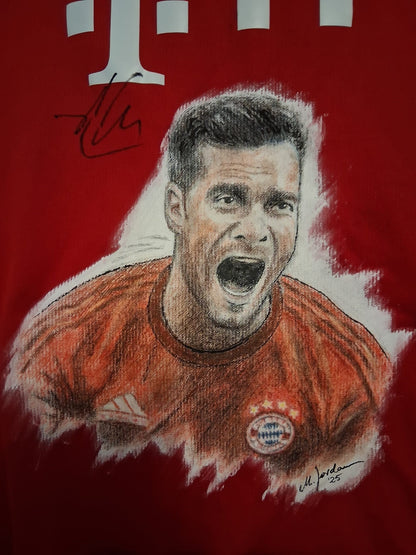 Bayern München Trikot Portrait Xabi Alonso handgemalt und signiert 2XL