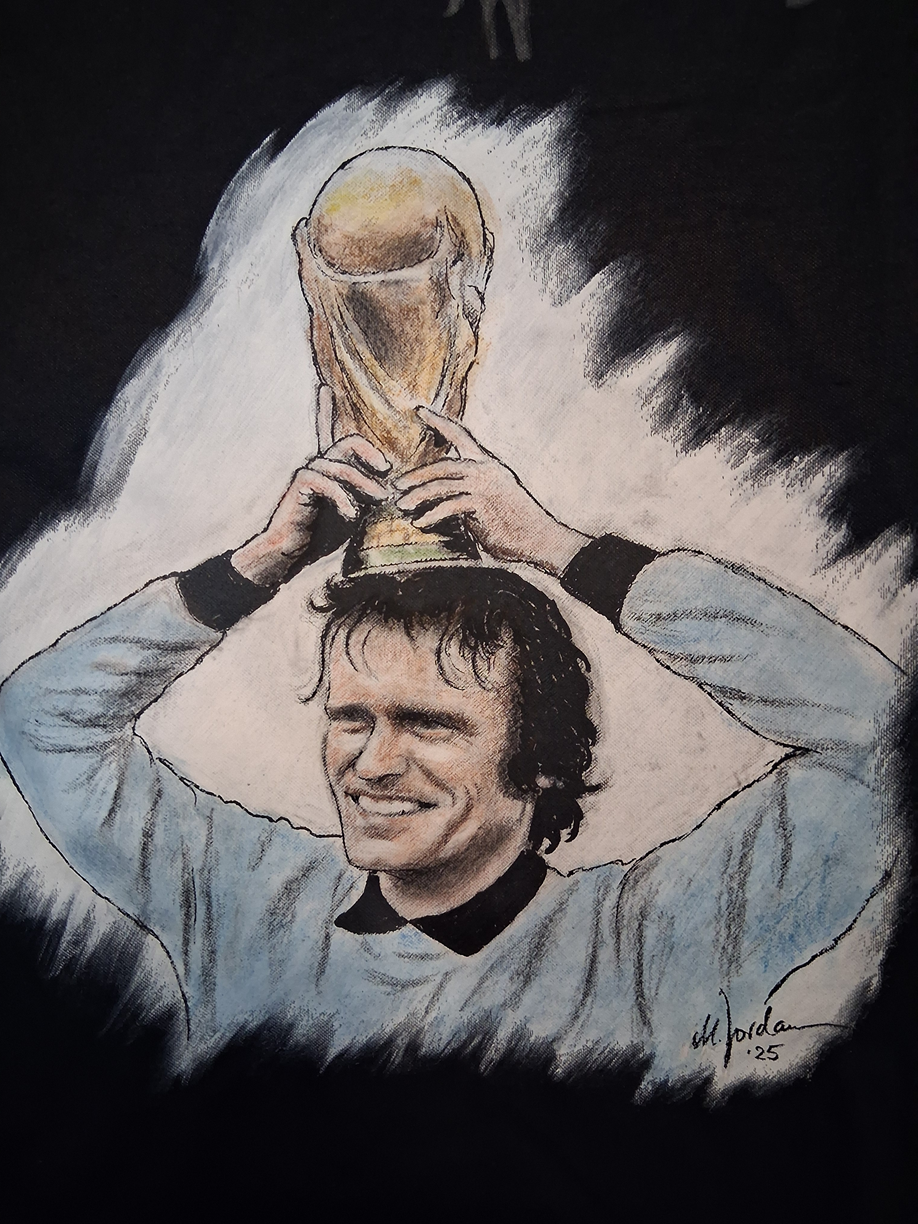 DFB Trikot Portrait Sepp Maier handgemalt und signiert im Rahmen M