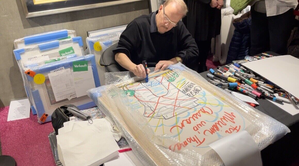 Unique drawing Paris by Charles Fazzino 64x83cm signed autograph