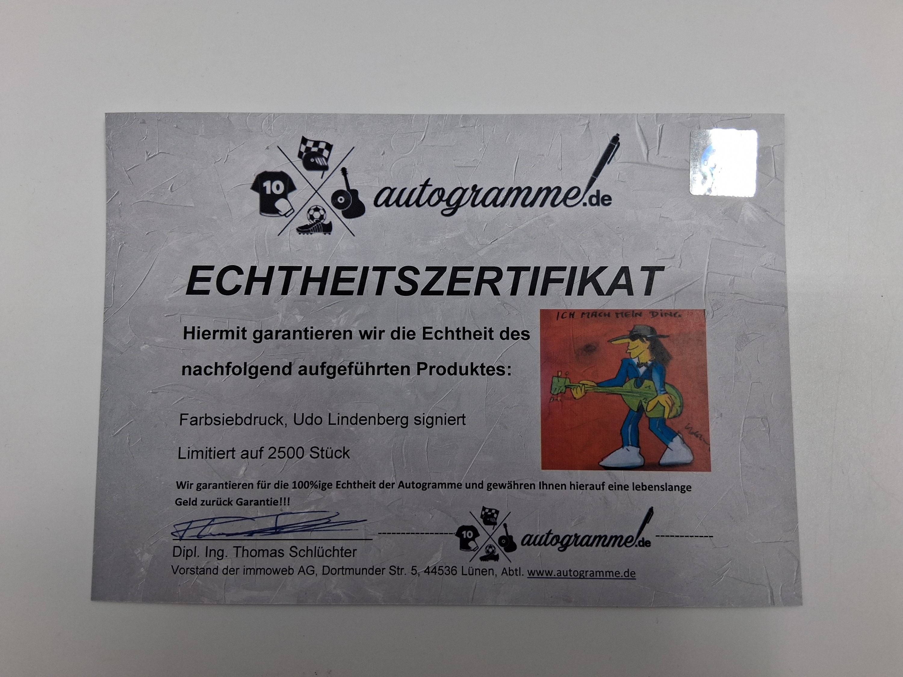 Udo Lindenberg limitierter Siebdruck im Rahmen Udopium Kunstdruck Grafik signiert