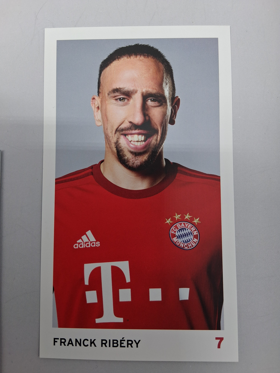 Kapitänsbinde Franck Ribéry signiert im Rahmen Bayern München Fußball Autogramm