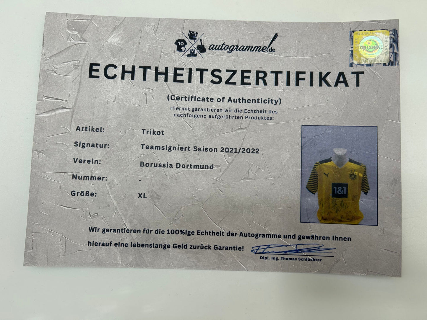 BVB Trikot 2021/2022 Teamsigniert Borussia Dortmund COA Neu Puma XL