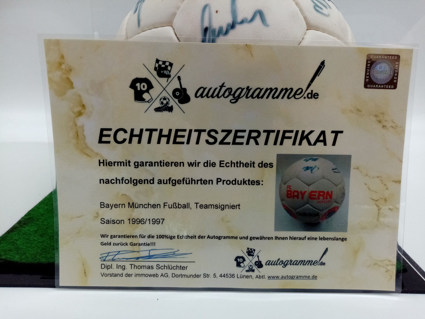 Bayern München Fußball Teamsigniert 1996/1997 Autogramme Bundesliga Ball FCB