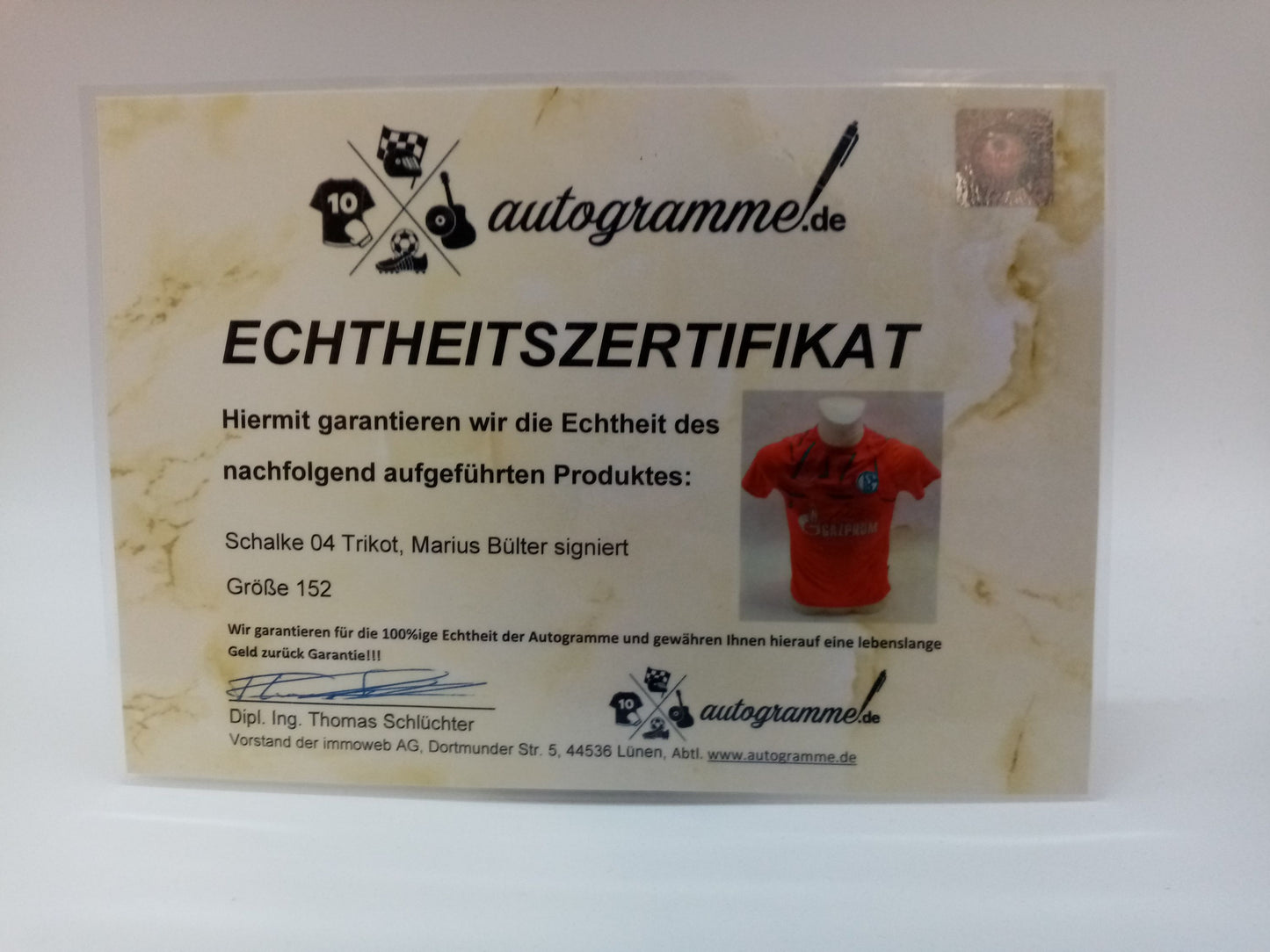 Schalke 04 Trikot Marius Bülter signiert im Rahmen COA Umbro Fußball 152