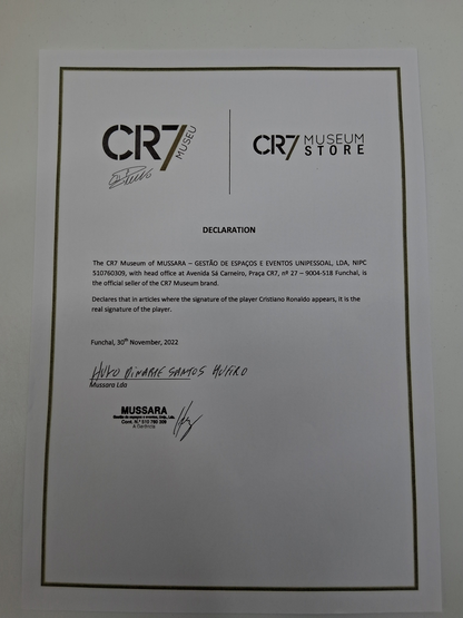 Al Nassr FC jersey signed by Cristiano Ronaldo, autograph COA M