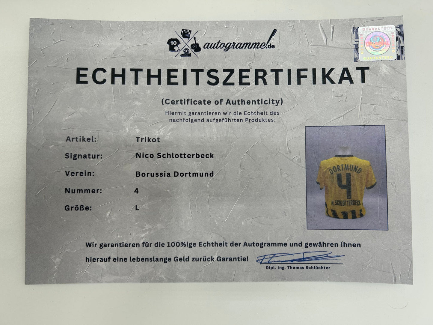 Borussia Dortmund Trikot signiert Nico Schlotterbeck BVB Autogramm Puma L