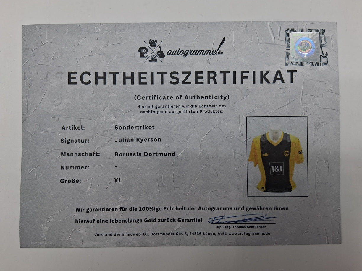 Borussia Dortmund Sondertrikot Julian Ryerson signiert Autogramm Puma BVB XL