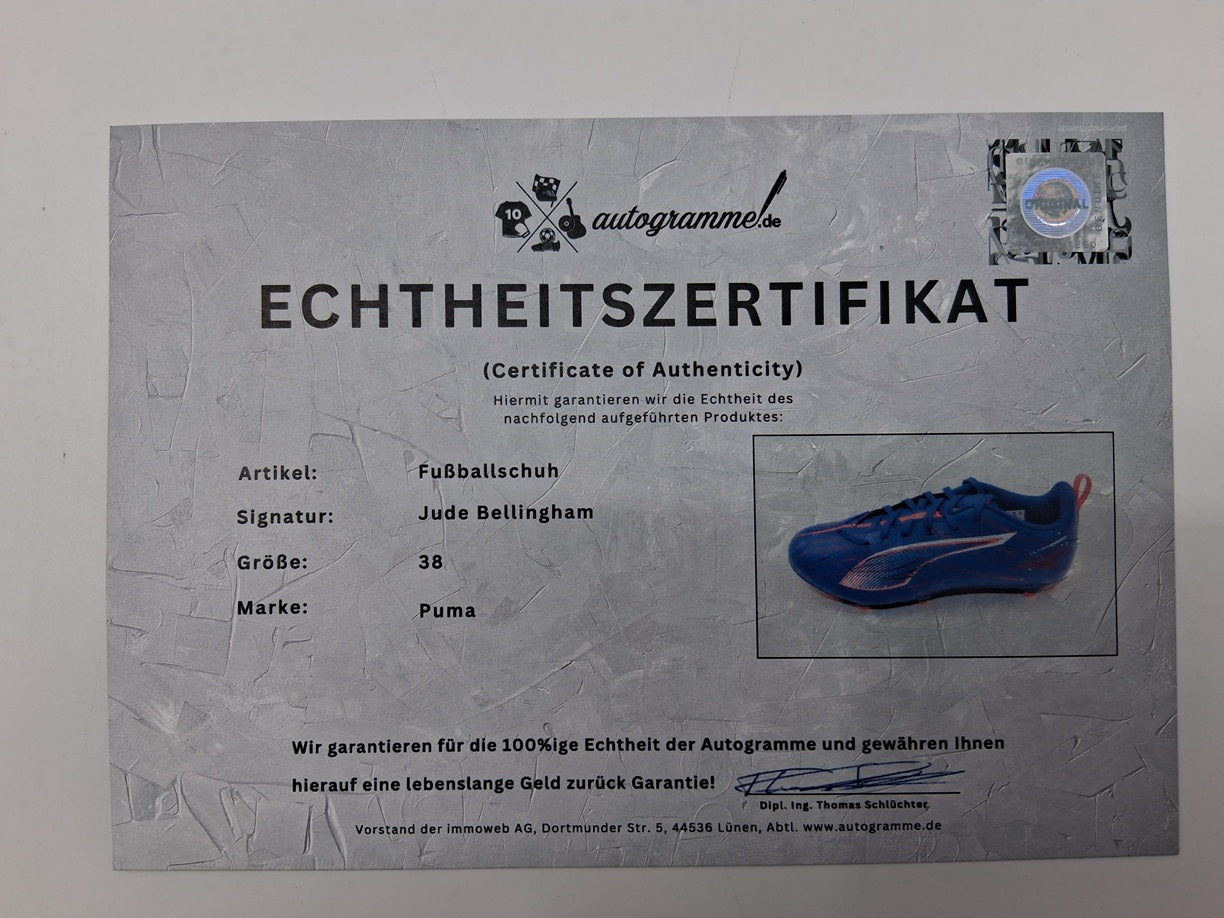 Fußballschuh Jude Bellingham signiert Autogramm Real Madrid England Puma 38