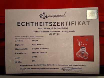 Bayern München Trikot Portrait Xabi Alonso handgemalt und signiert 2XL