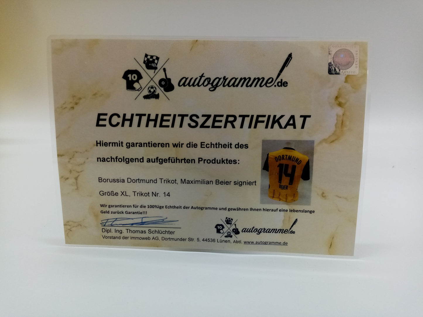 Borussia Dortmund Trikot Maximilian Beier signiert BVB Autogramm Puma COA XL