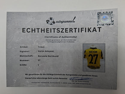 Borussia Dortmund Trikot Karim Adeyemi signiert BVB Puma Klub WM L