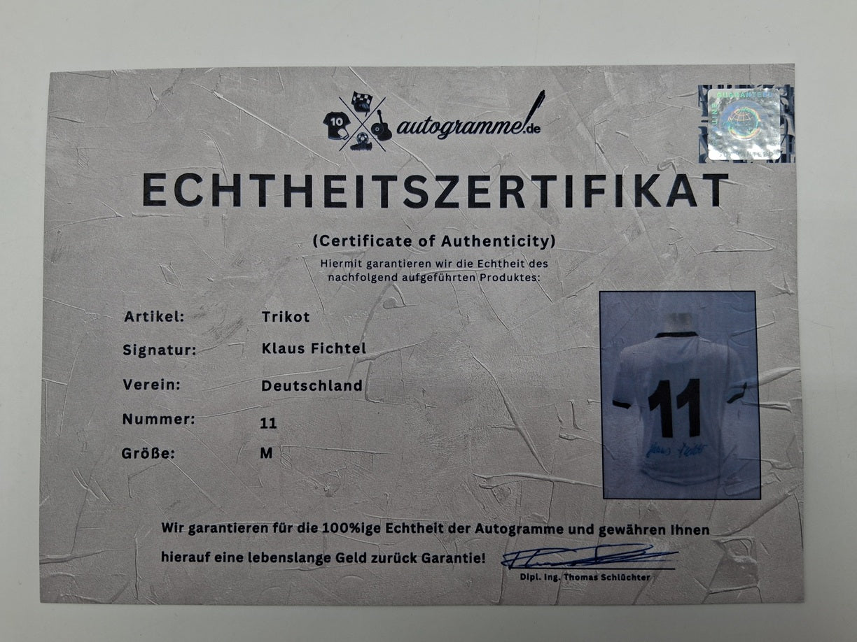 Deutschland Repro Trikot Klaus Fichtel signiert Neu DFB Autogramm M