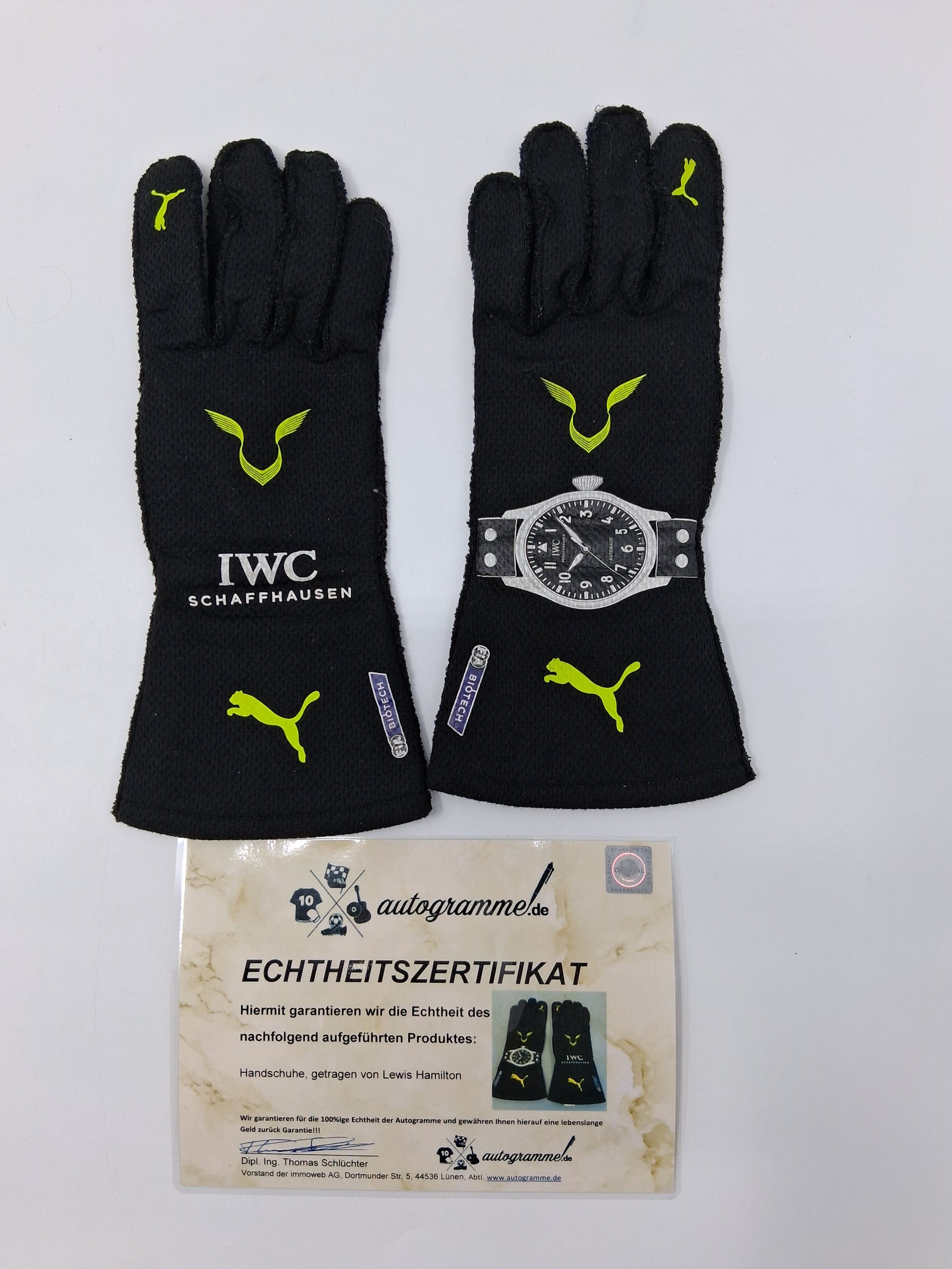 Lewis Hamilton original getragene Fahrerhandschuhe England Formel 1