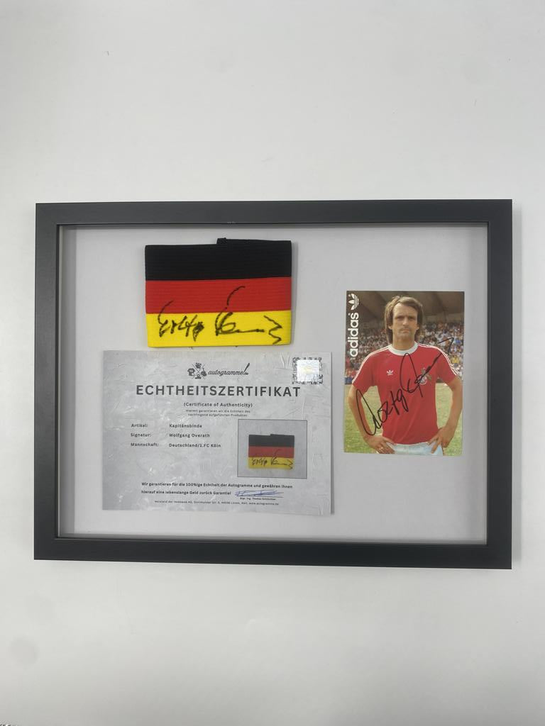 Kapitänsbinde Wolfgang Overath signiert im Rahmen Deutschland/1.FC Köln COA