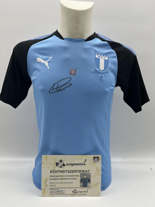 Malmö FF Shirt Hugo Larsson signiert Schweden COA Puma COA Fußball Neu XS