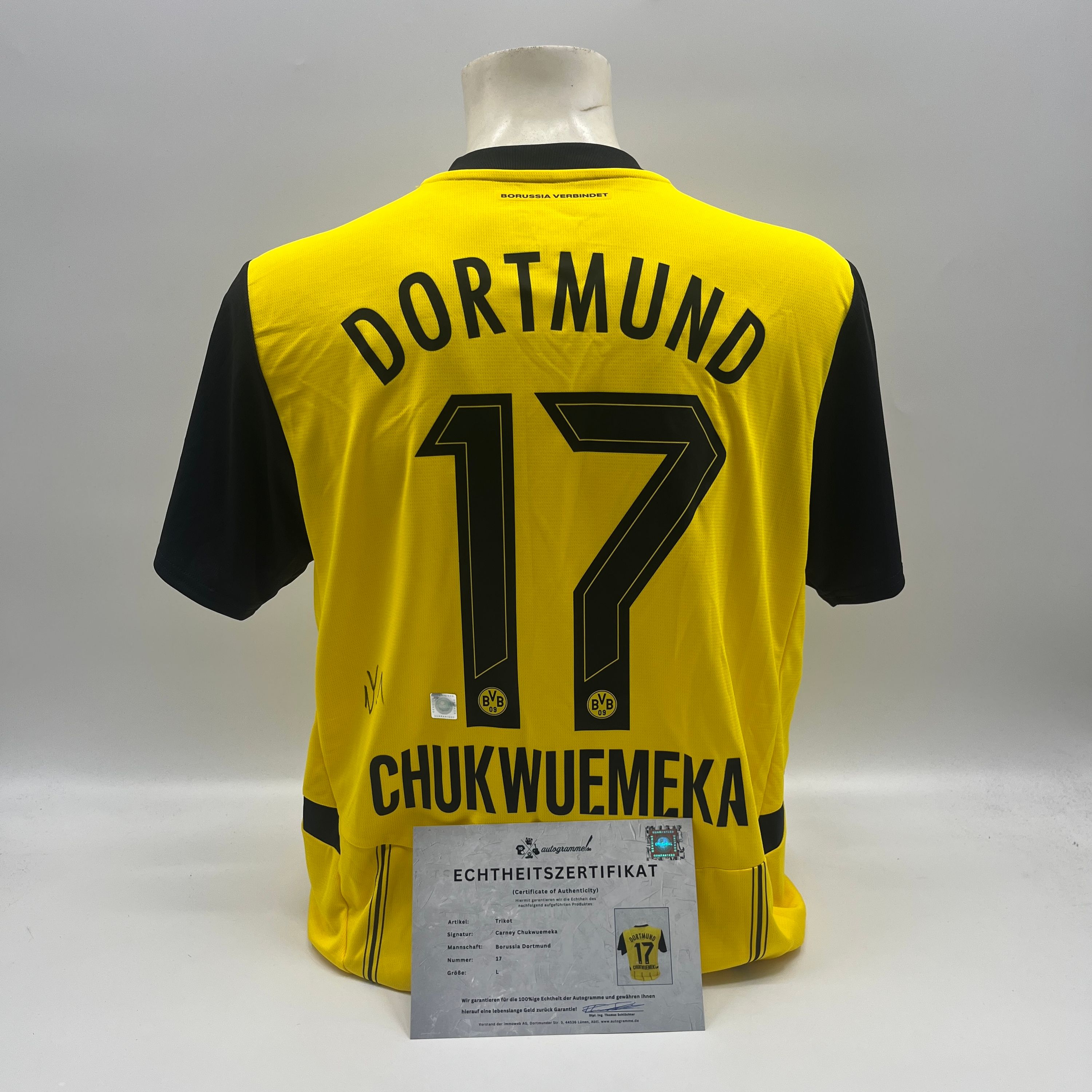 Borussia Dortmund Trikot Carney Chukwuemeka signiert BVB Puma L