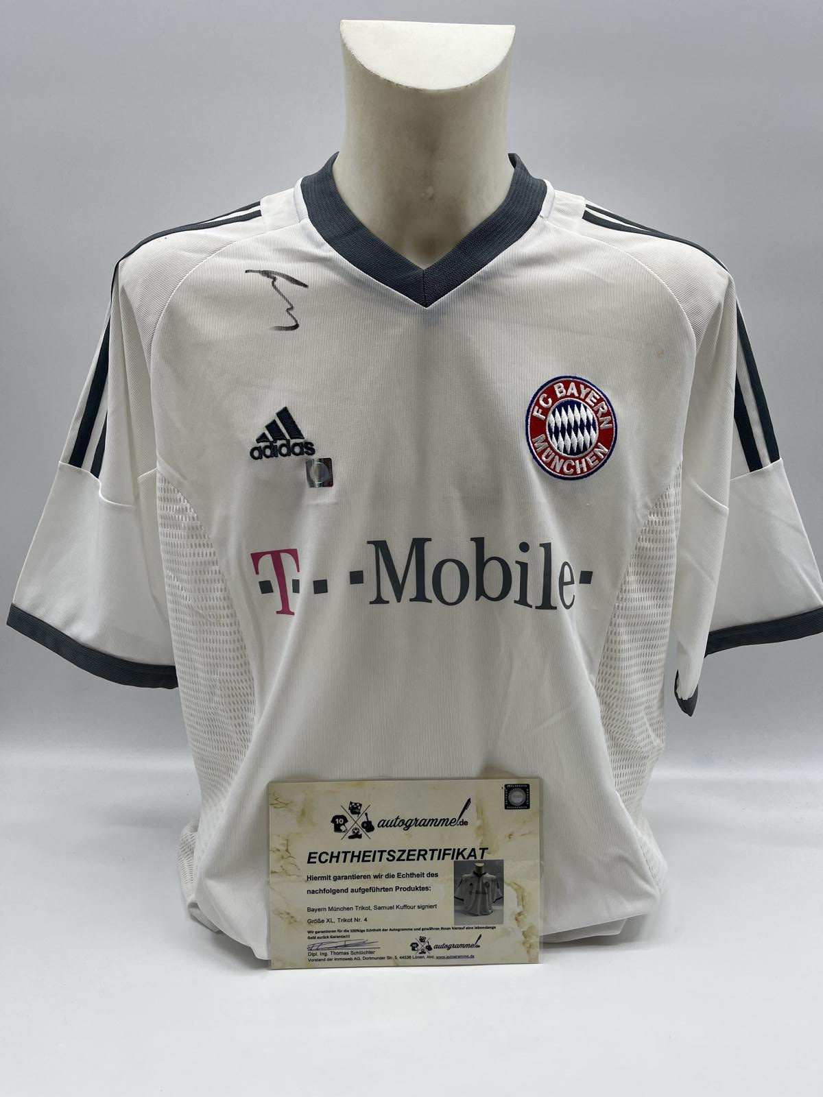 Bayern Munich jersey Samuel Kuffour signed Adidas FCB Autogram COA XL