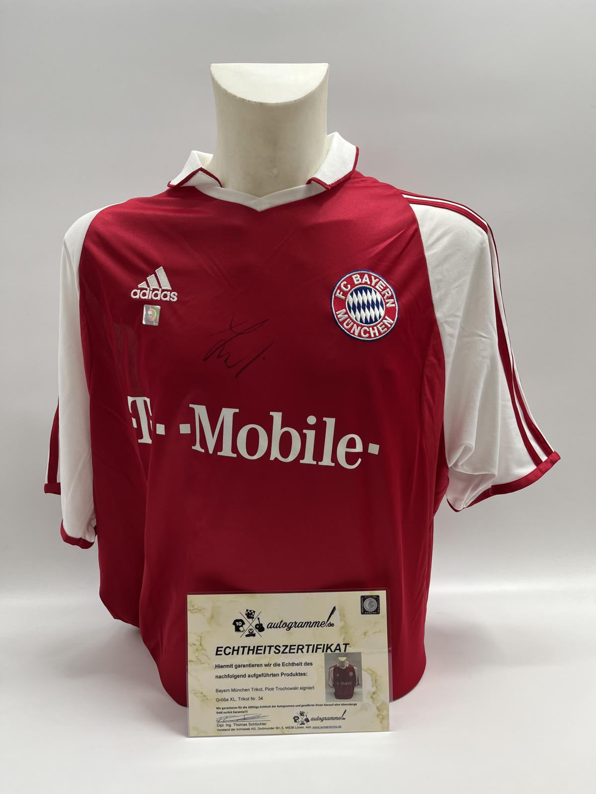 Bayern Munich jersey Piotr Trochowski signed Adidas FCB Autogram COA XL