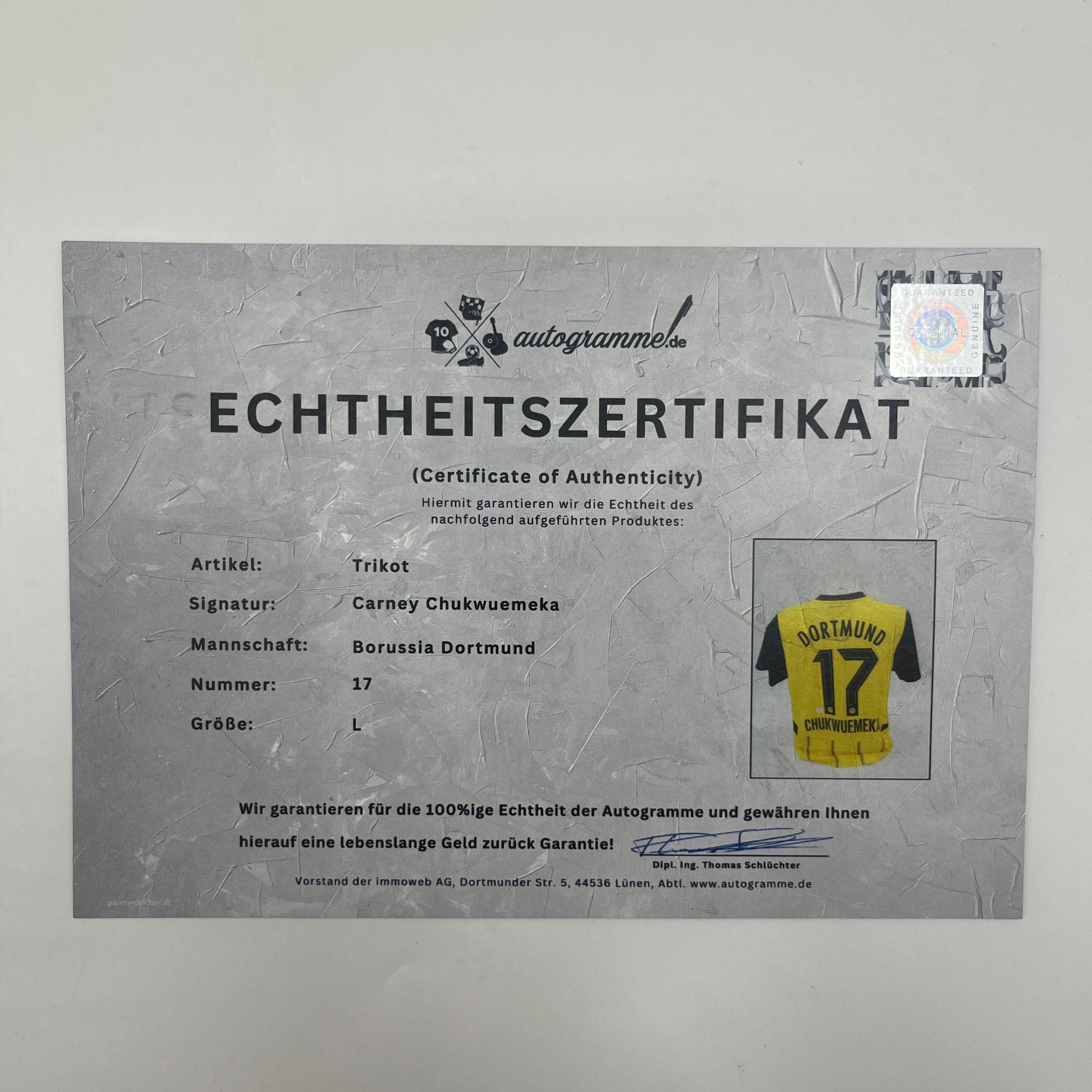 Borussia Dortmund Trikot Carney Chukwuemeka signiert BVB Puma L
