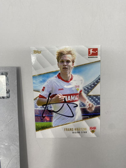Kapitänsbinde Frans Krätzig signiert im Rahmen VFB Stuttgart Fußball Autogramm