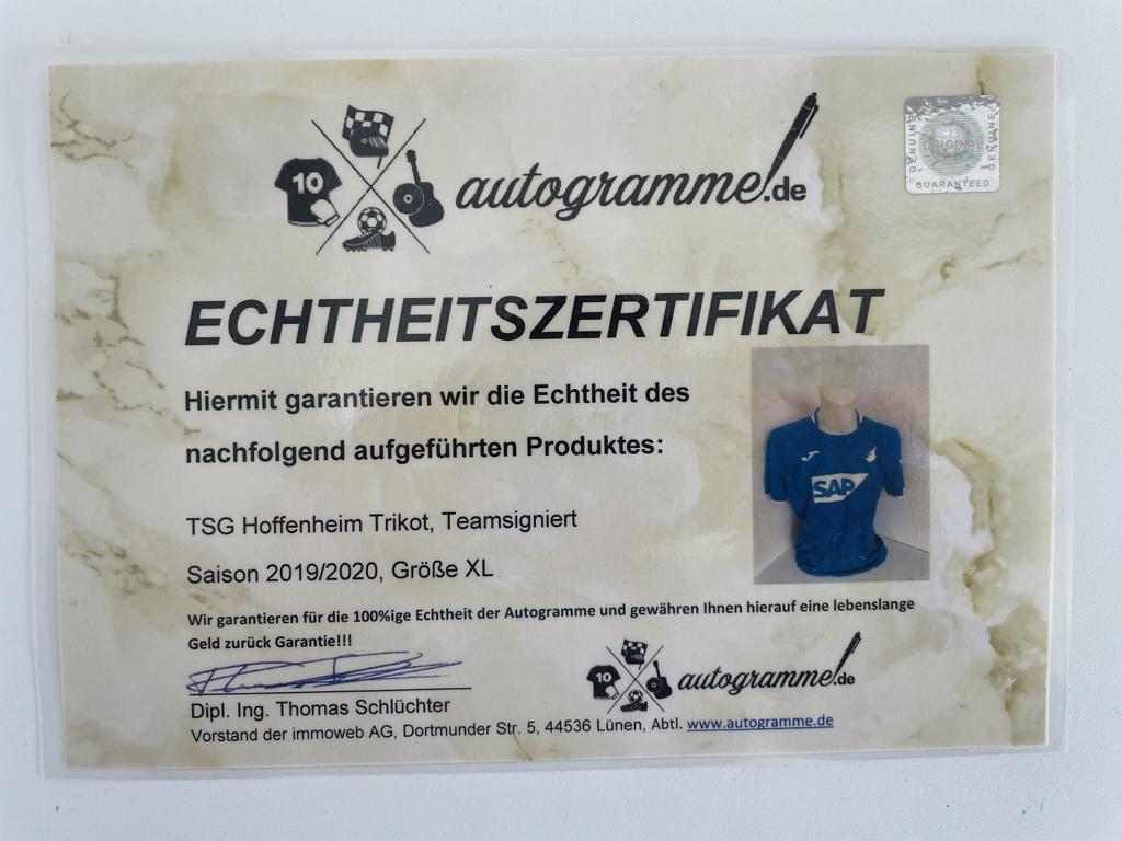 TSG Hoffenheim Trikot 2019/2020 Teamsigniert Autogramm Bundesliga Joma TSG XL