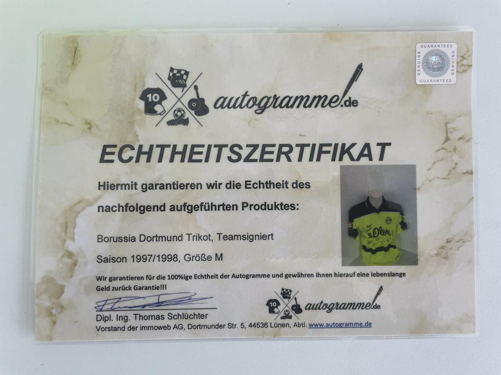 BVB Trikot 1997/1998 Teamsigniert Borussia Dortmund Autogramm Unterschrift Nike M