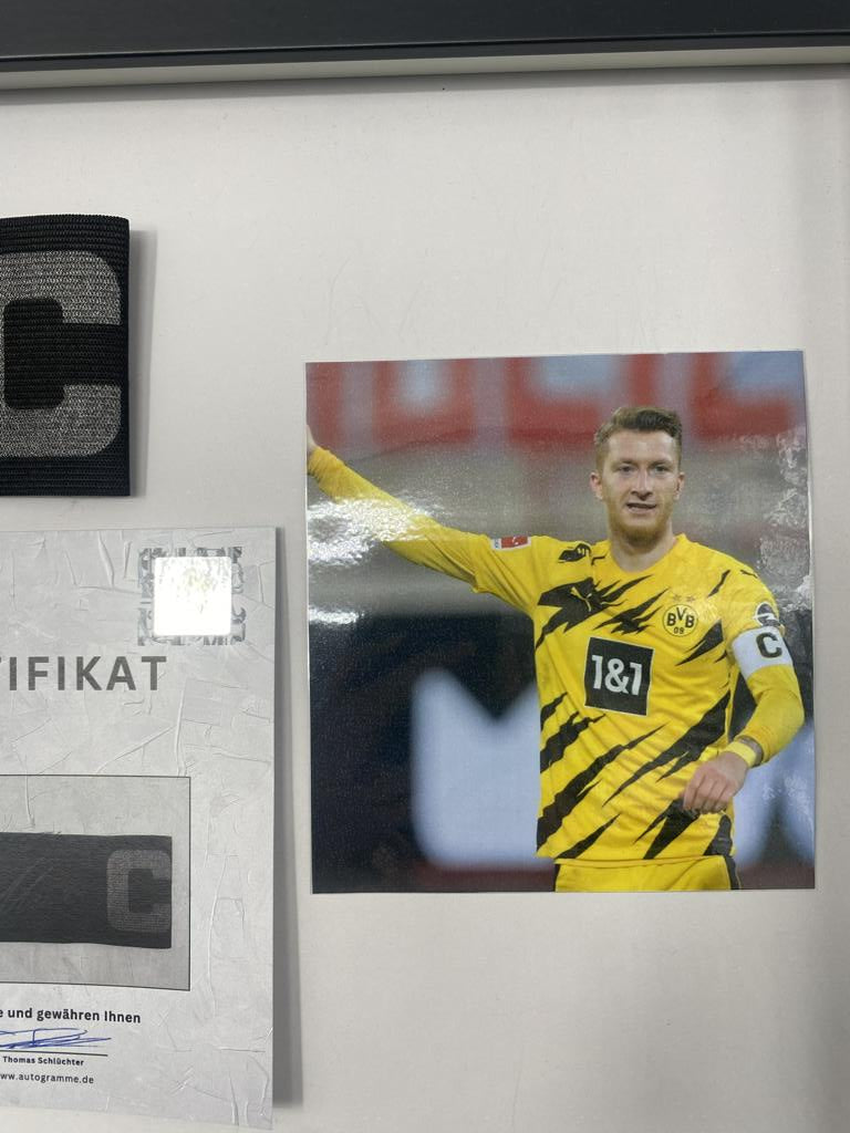 Captain's armband signed by Marco Reus in a Borussia Dortmund autograph COA frame