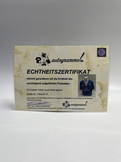 FC Everton Trikot Louis Saha signiert Autogramm Fußball England COA XL