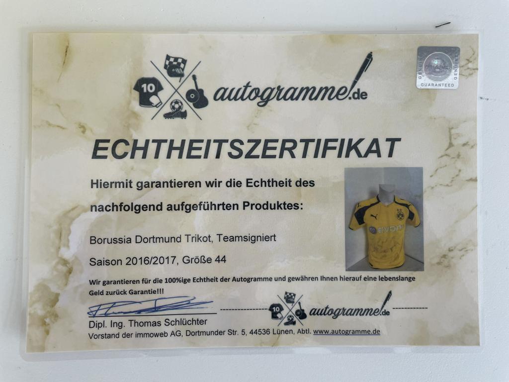 BVB Trikot 2016/2017 Teamsigniert Borussia Dortmund Autogramm COA Puma 44