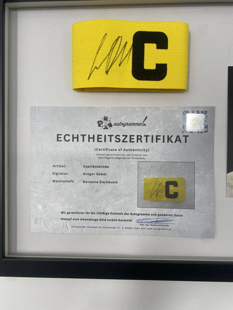 Captain's armband signed by Gregor Kobel as part of the Borussia Dortmund COA football campaign
